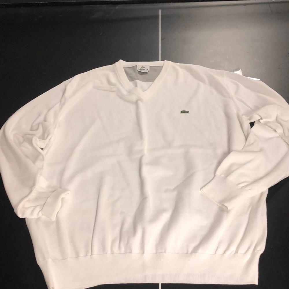 Lacoste white mens v neck sweater